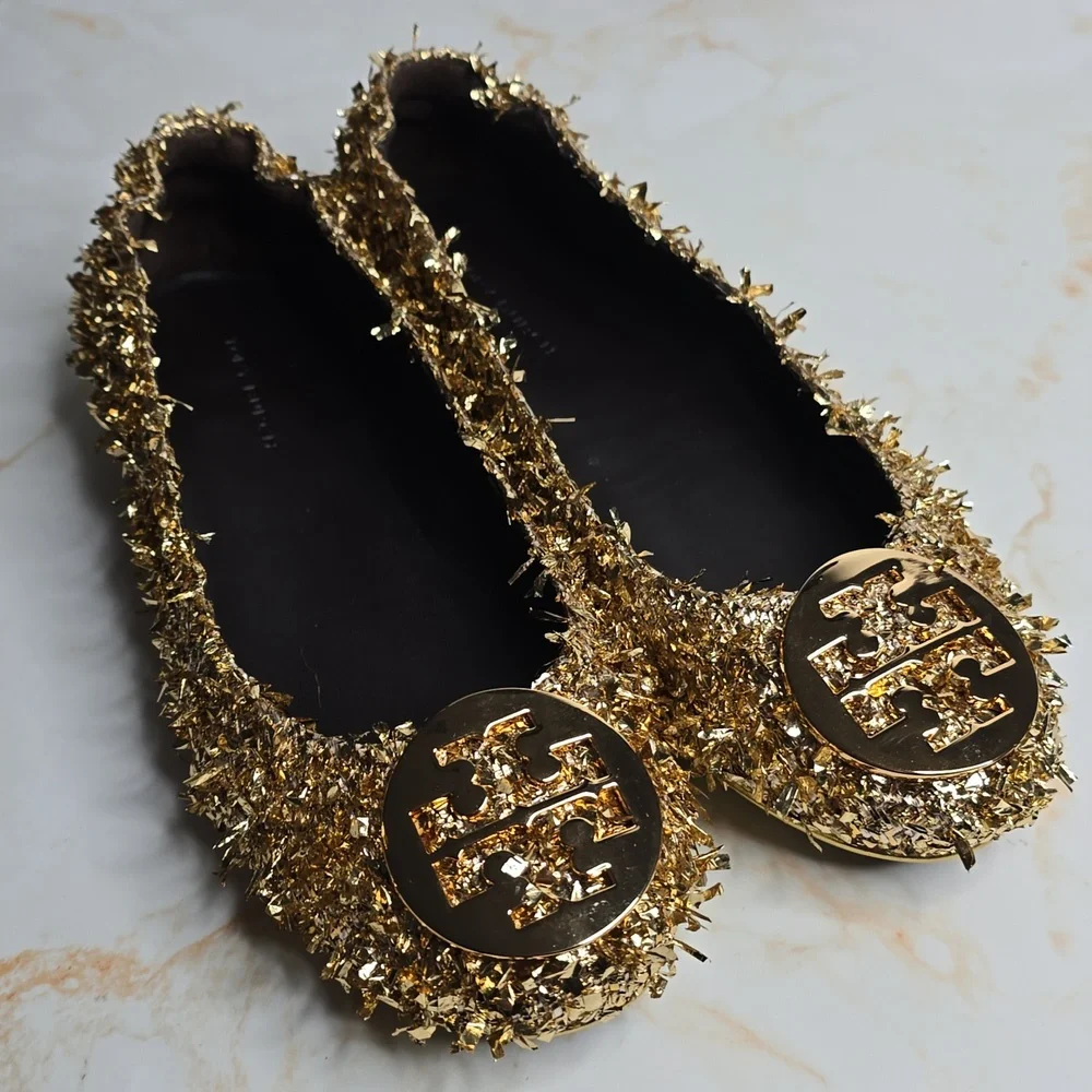 Tory Burch Minnie Gold Women's Shoes Size 6 New Without Box